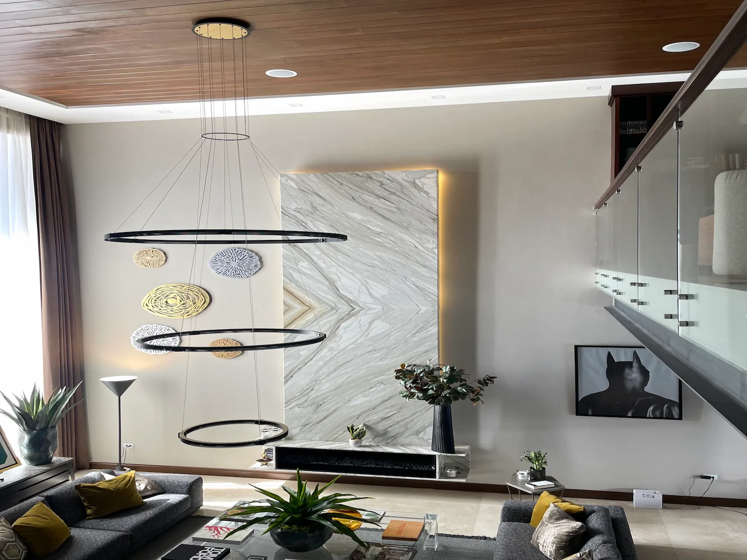 Chimenea decorada flotante